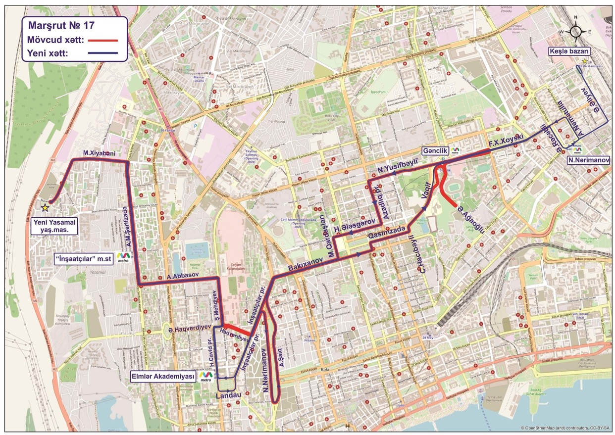 7A və 17 nömrəli müntəzəm marşrut xətti üzrə avtobusların hərəkət sxemi dəyişdiriləcək